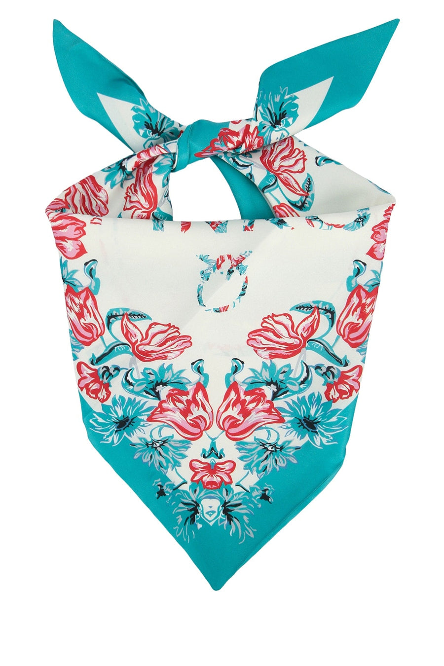 Pinko Swing Triangolo Scarf — Turquoise Twill Scarfs