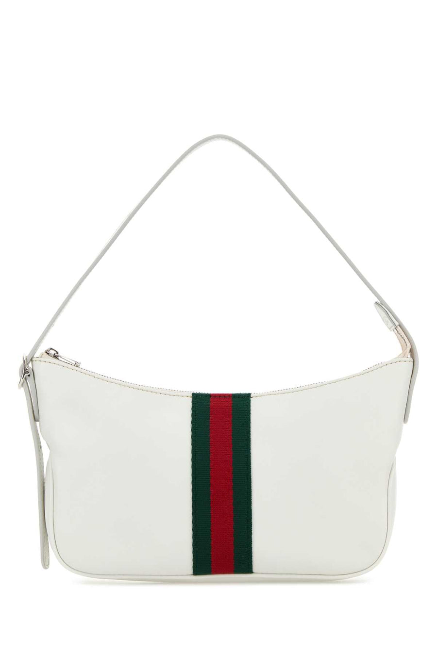 Gucci Web-Striped Leather Shoulder Bag — White