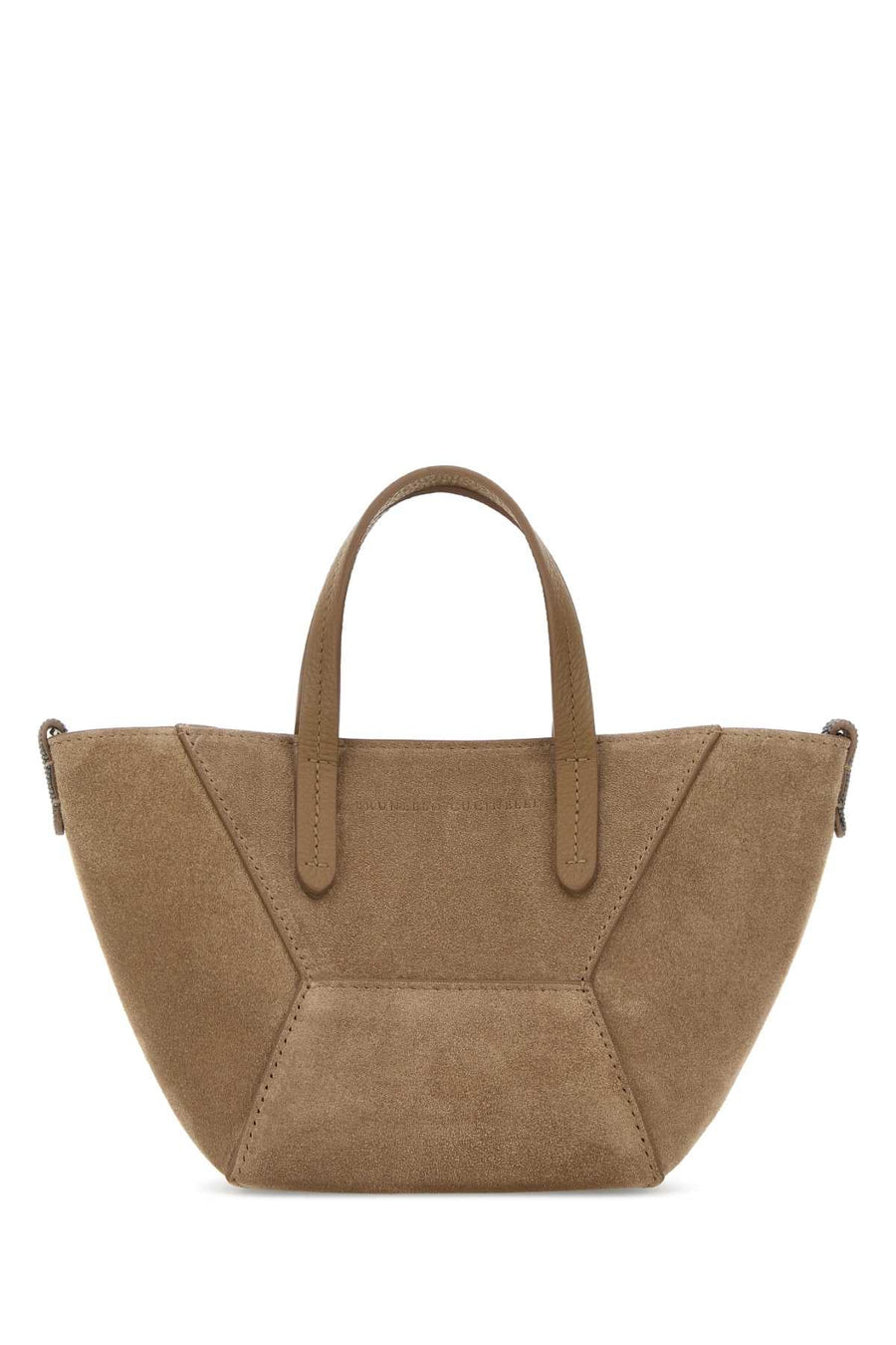 Brunello Cucinelli Suede Shoulder Bag — Beige