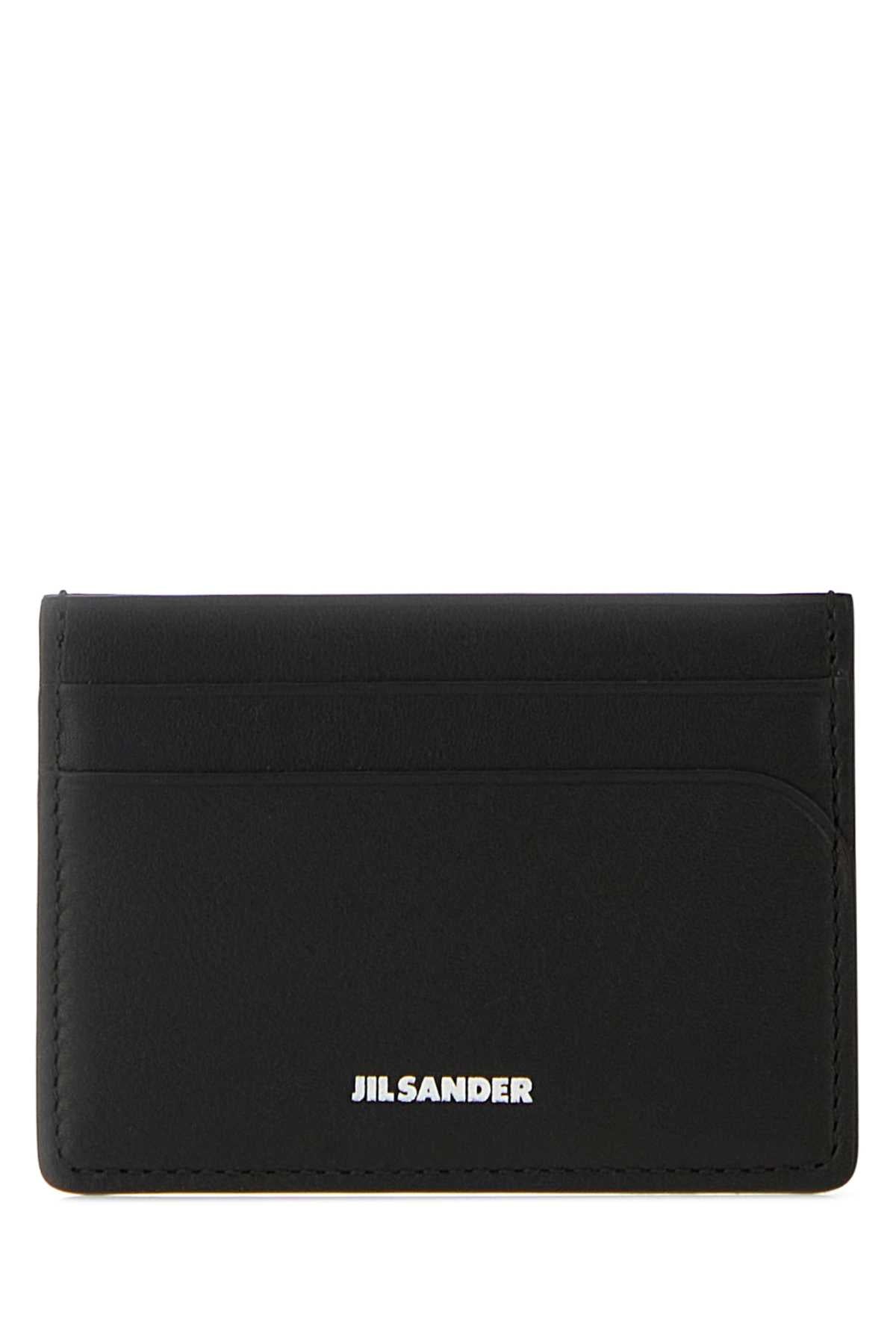 Jil Sander Curve Credit Card Case — Black Exterior: Calf Wallet