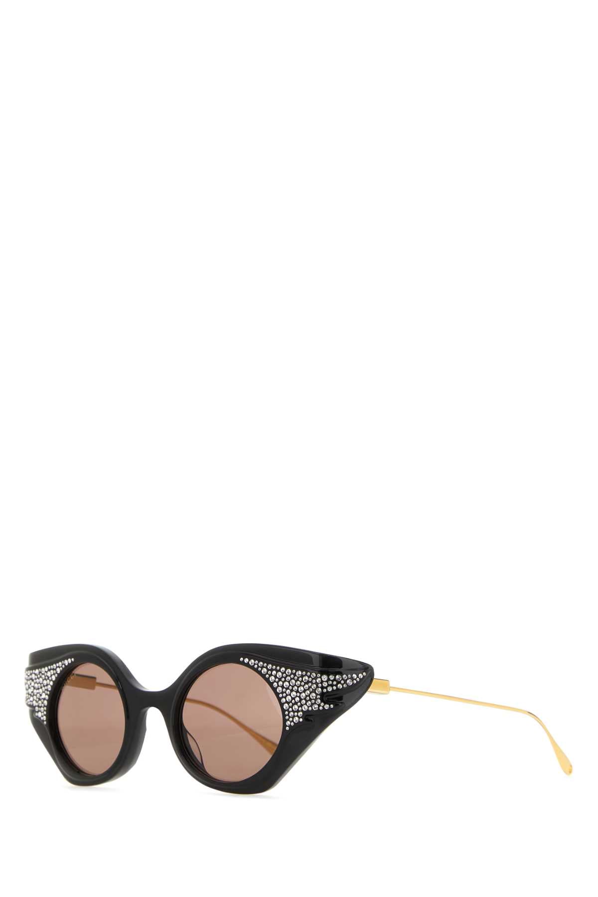 Gucci Crystal-Embellished Cat-Eye Sunglasses — Black Exterior: Acetate
