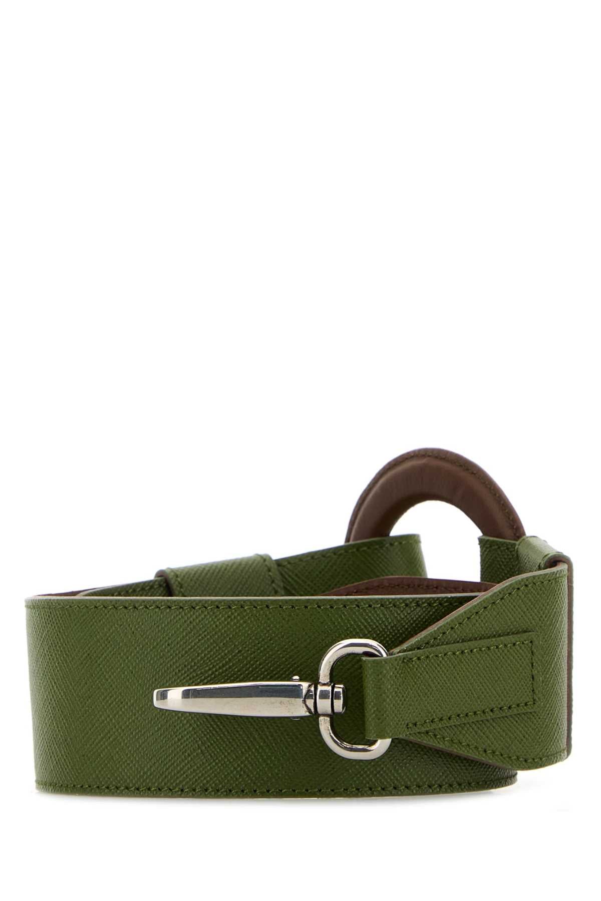Prada Leather Shoulder Strap Belt — Green Vitello