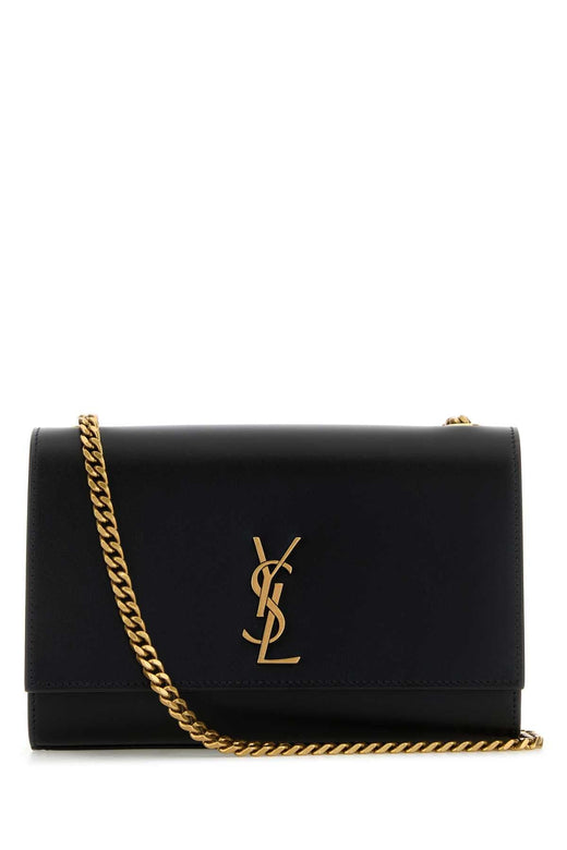 Saint Laurent Ysl Logo Leather Shoulder Bag — Black