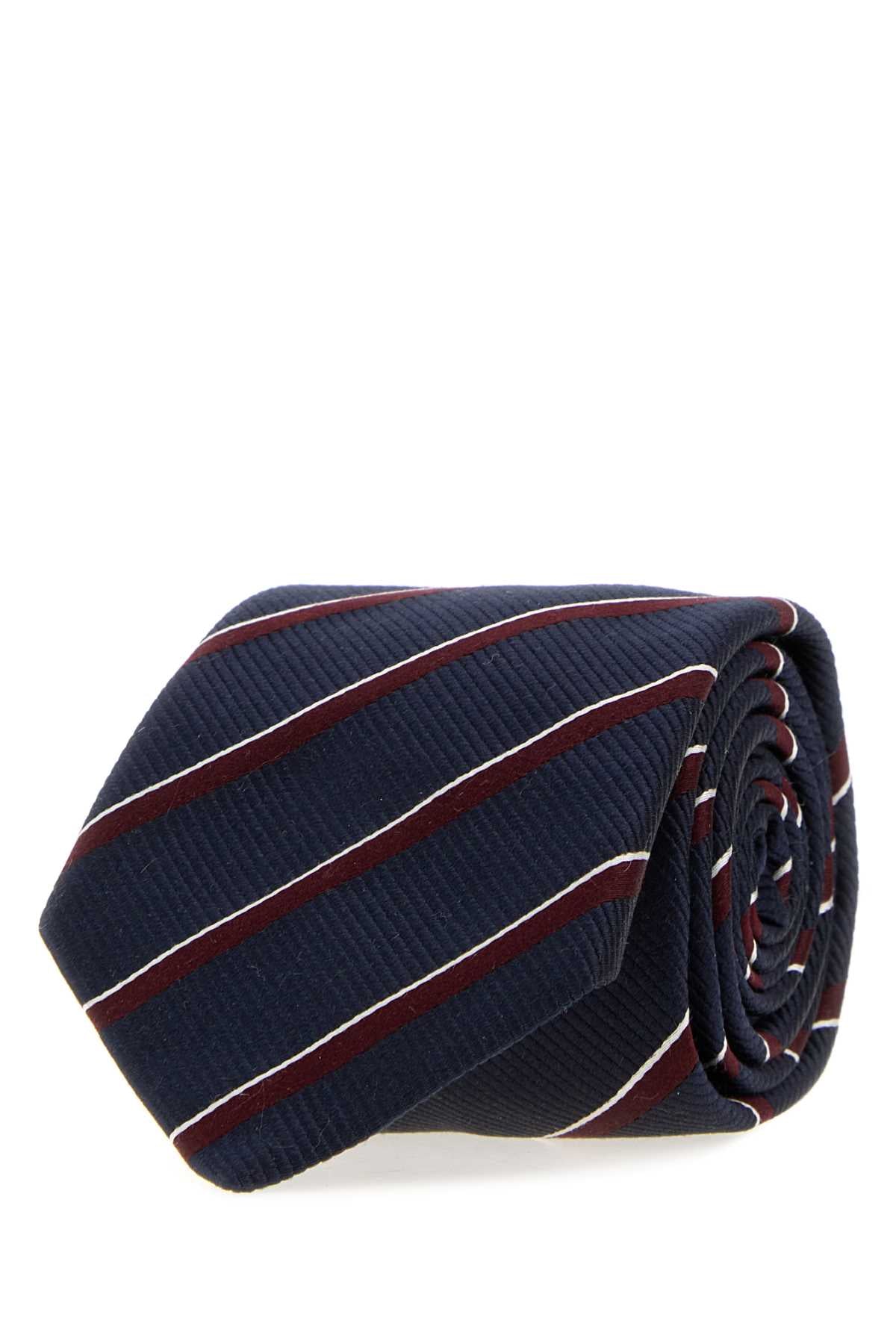 Giorgio Armani Striped Silk Necktie — Navy Neckties