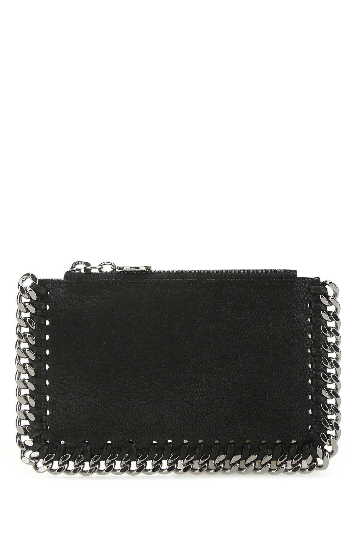 Stella Mccartney Chain-Trimmed Shaggy Deer Wallet — Black F: Polyester
