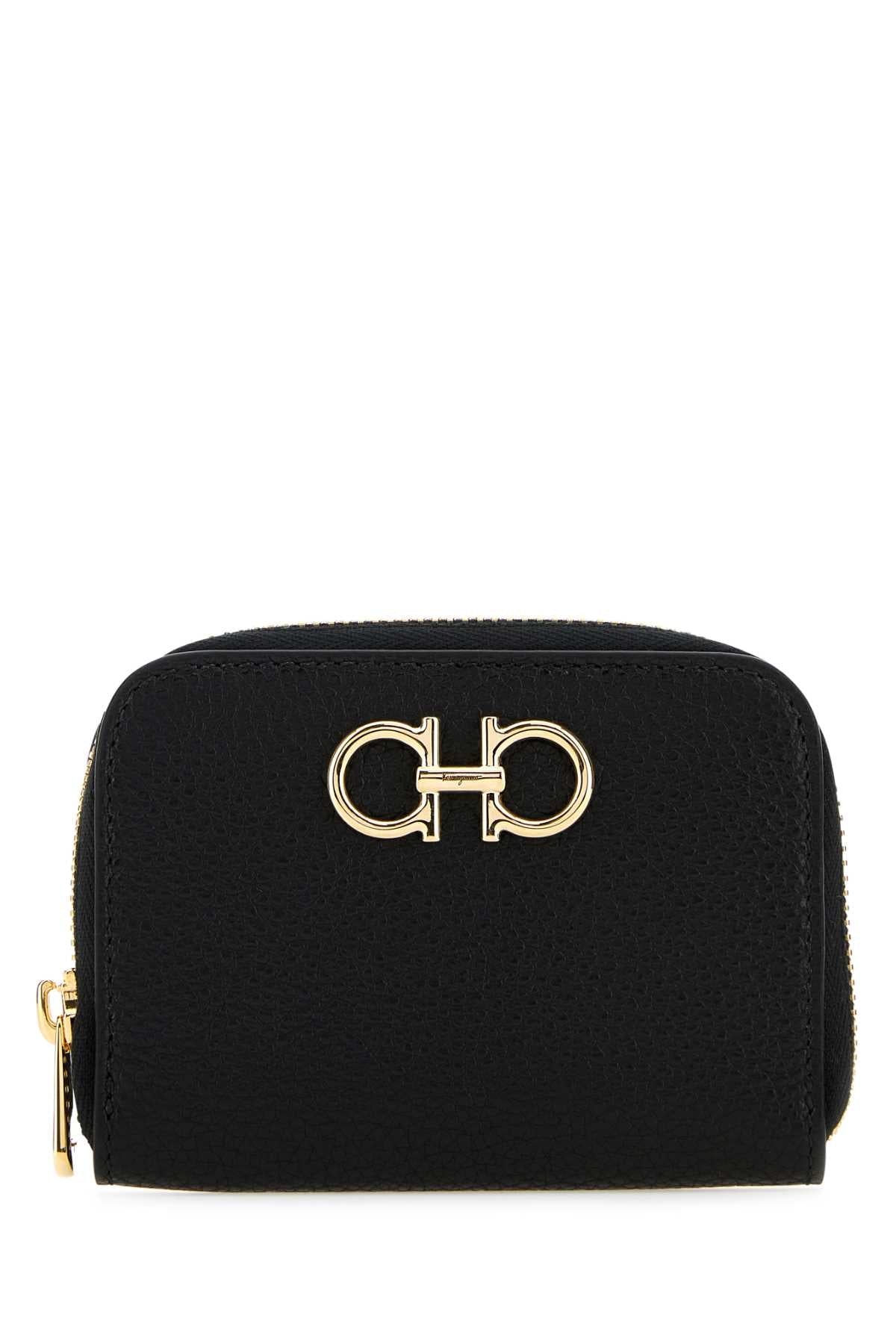 Ferragamo Gancini Leather Coin Purse — Black Wallet