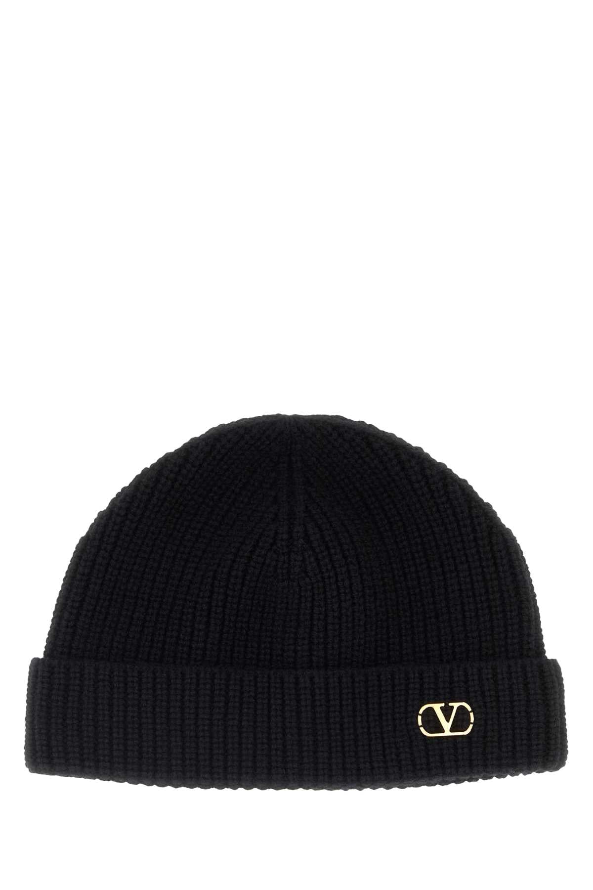 Valentino Garavani Beanie Cashmere Knit — Black Exterior: Beanies