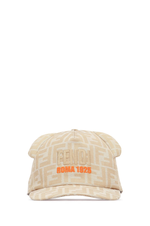 Fendi Kids Baseball Monogram Jacquard Cap — Beige Plr Caps