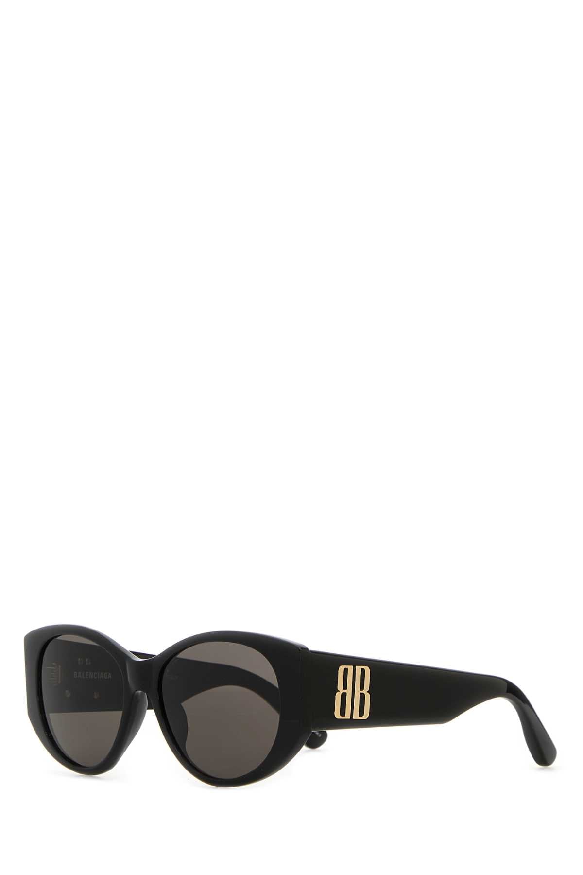 Balenciaga Nano Acetate Round Sunglasses — Black Exterior