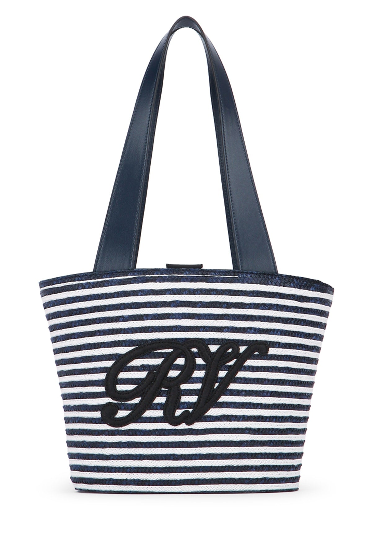 Roger Vivier Straw Tote Bag — Navy