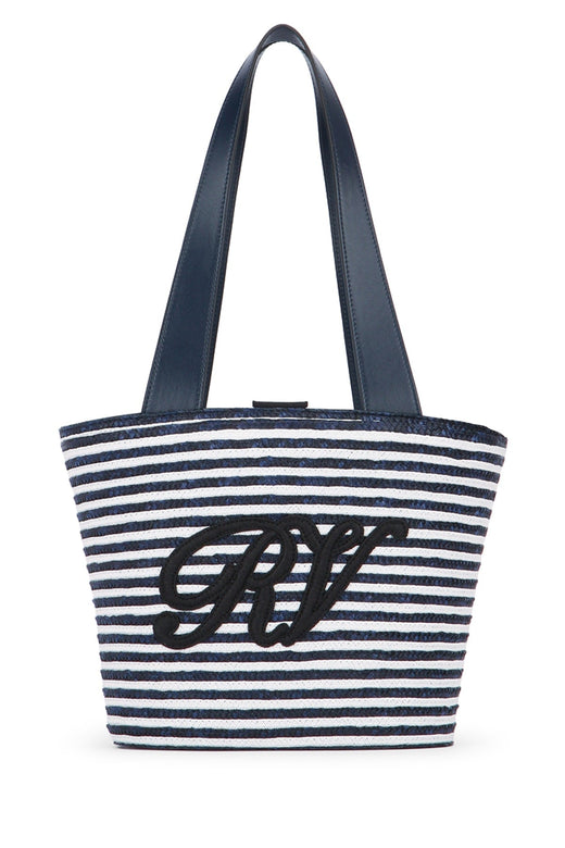 Roger Vivier Straw Tote Bag — Navy