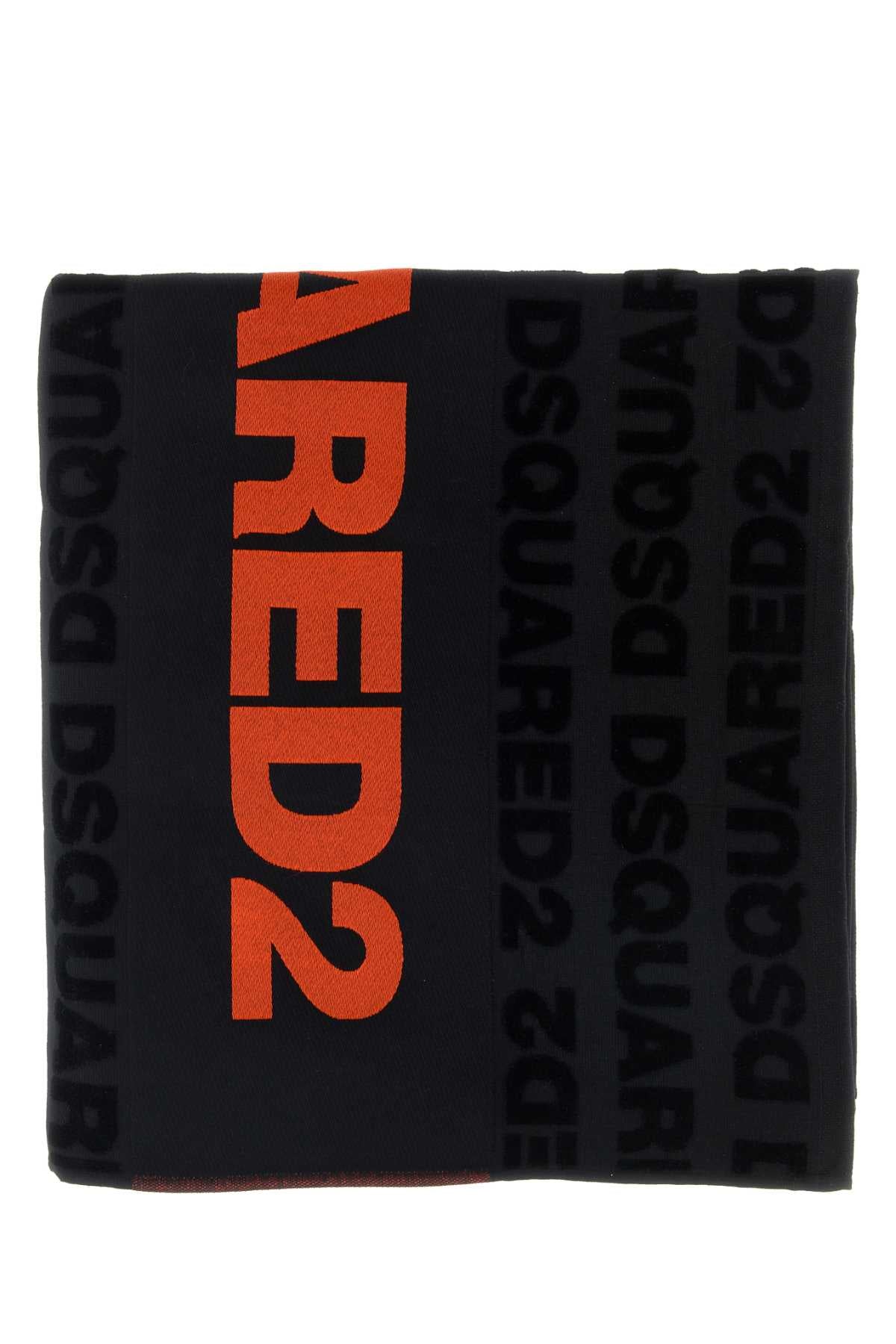 Dsquared2 Logo Cotton Scarf — Black Exterior: Scarfs