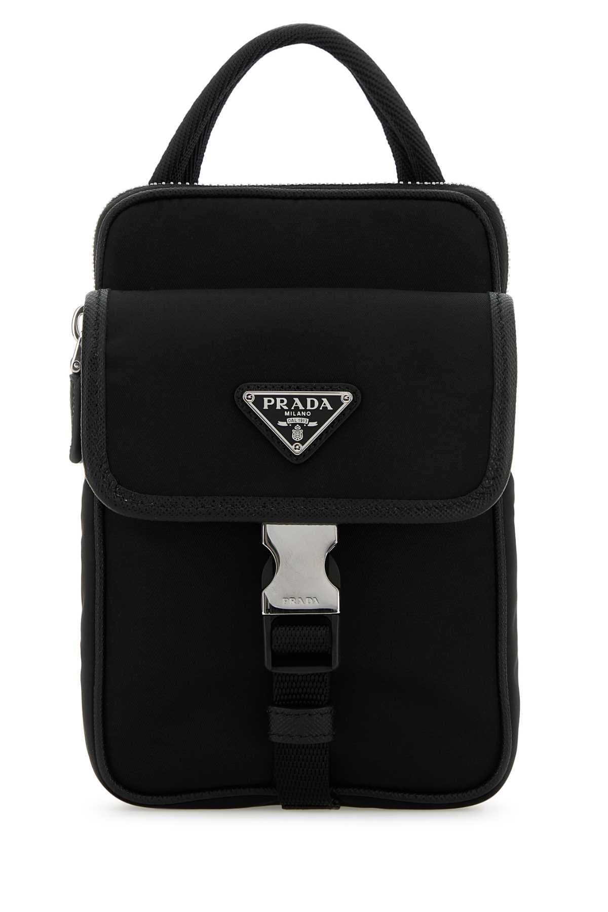 Prada Re-Nylon Phone Case Wallet — Black Poliammidericiclata-vitello