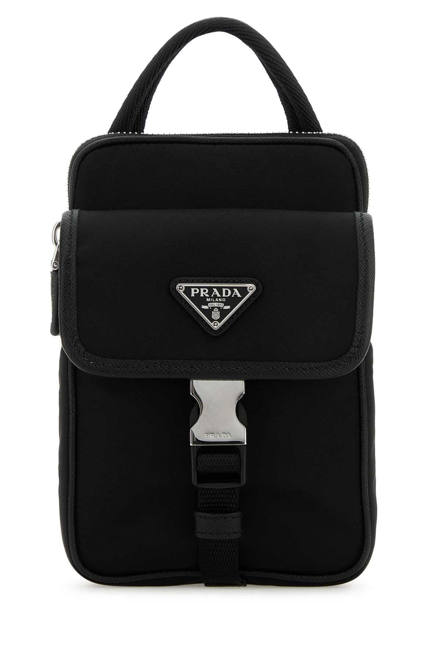 Prada Re-Nylon Phone Case Wallet — Black Poliammidericiclata-vitello