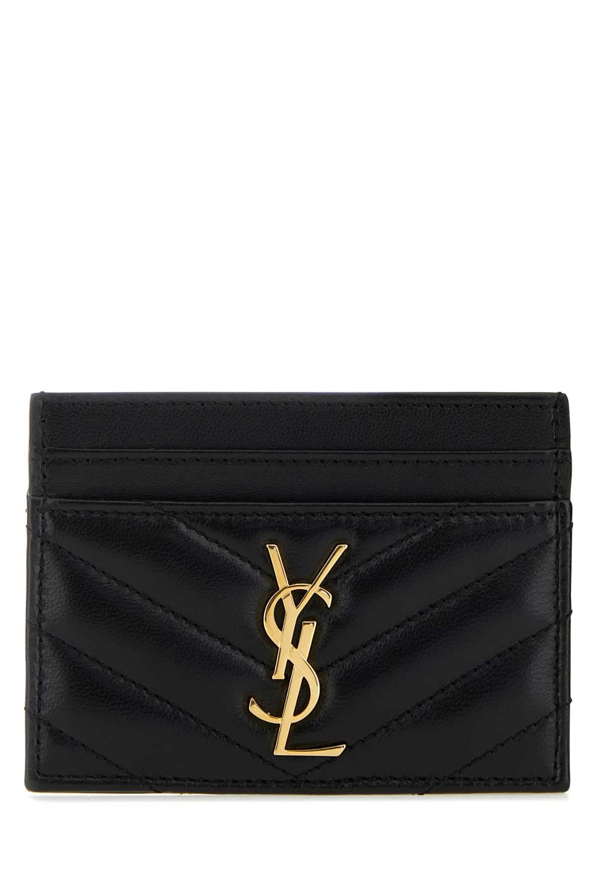 Saint Laurent Cassandre Card Case — Black Wallet