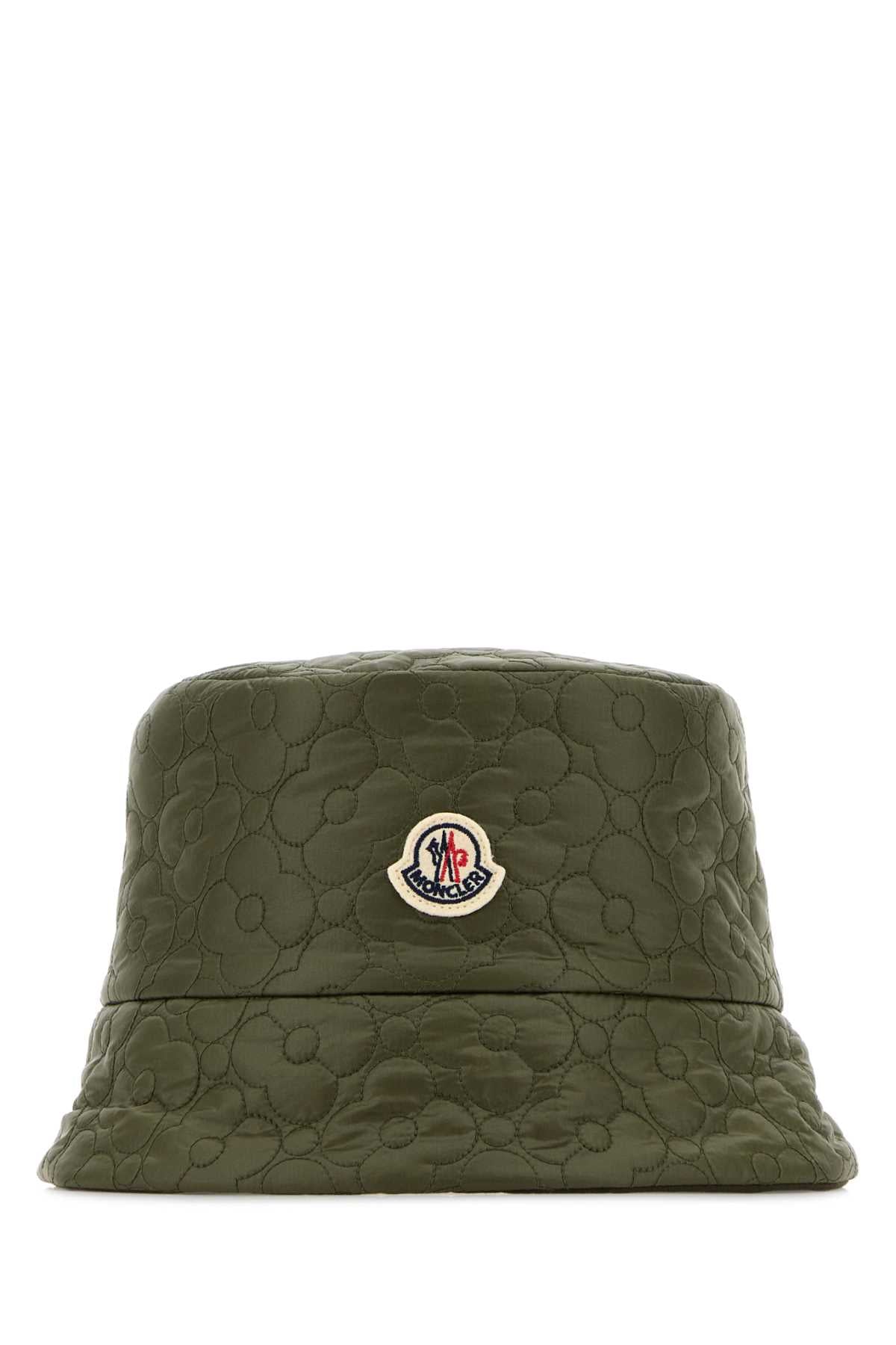 Moncler Bucket Quilted Nylon Hat — Green