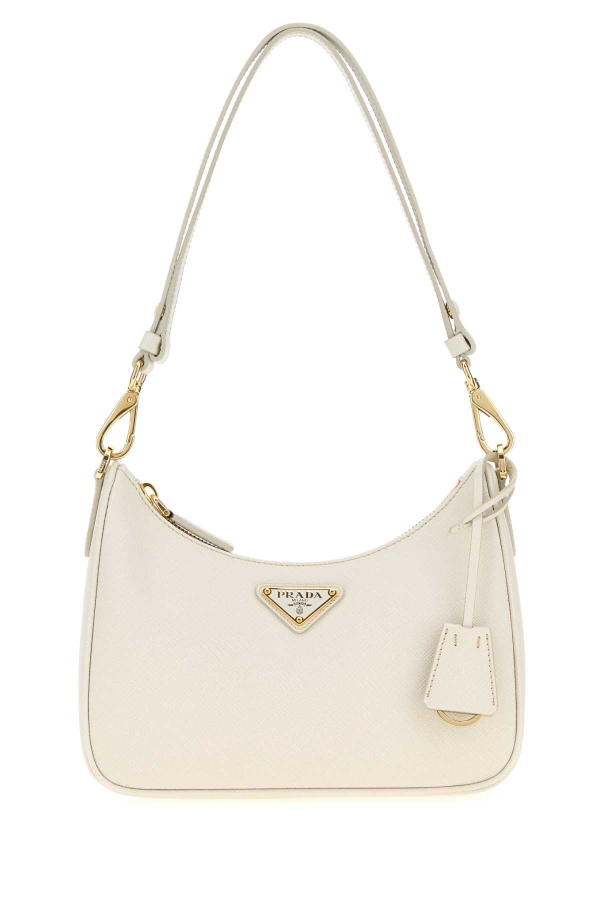 Prada Saffiano Leather Shoulder Bag — White