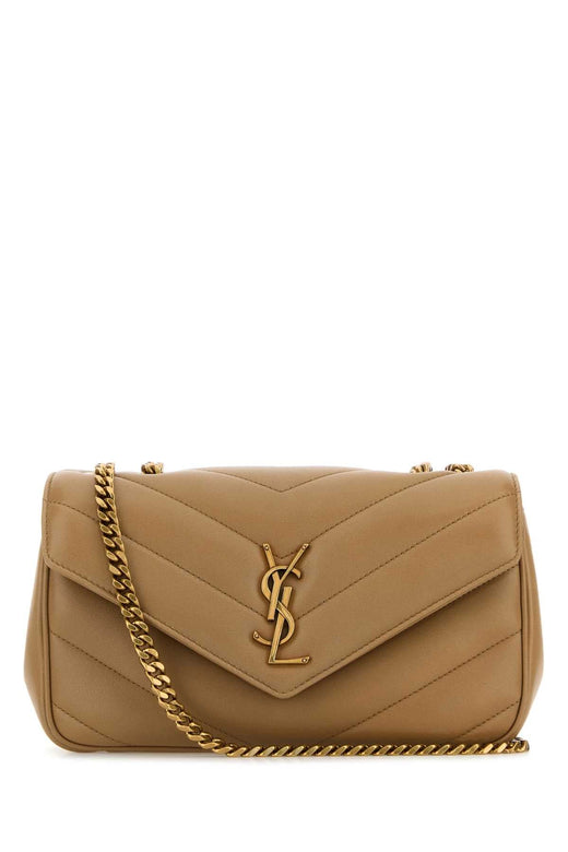 Saint Laurent Loulou Shoulder Bag — Beige