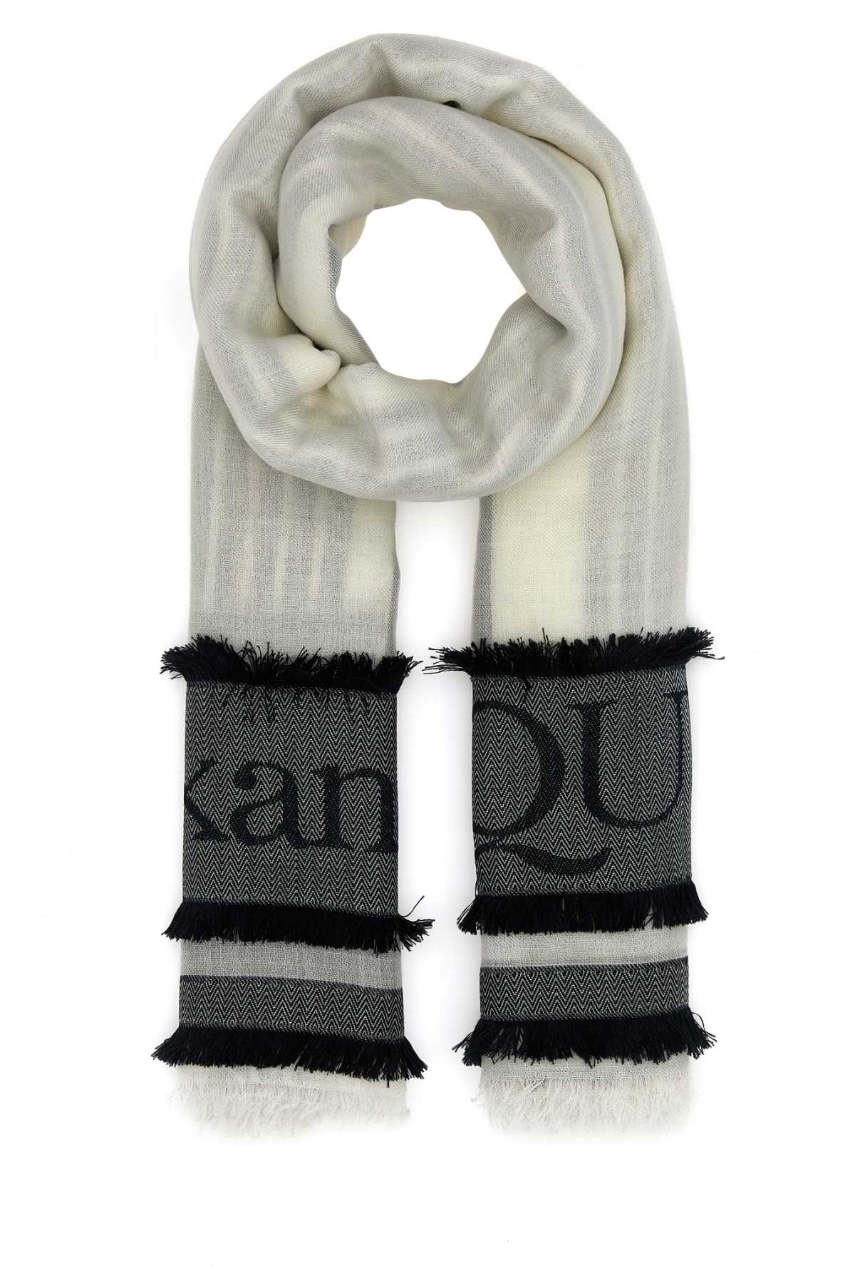 Alexander Mcqueen Scarf — Ivory Exterior: Wool Polyester Silk Scarfs