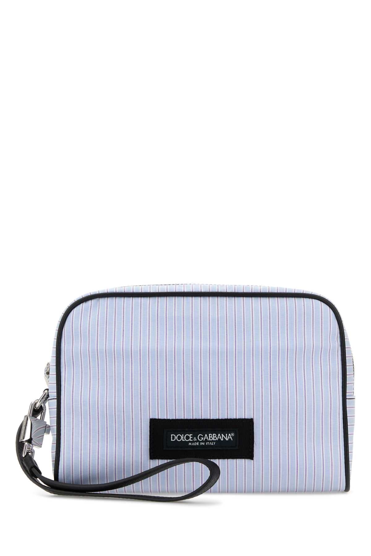 Dolce & Gabbana Striped Poplin Card Case — Blue Cases