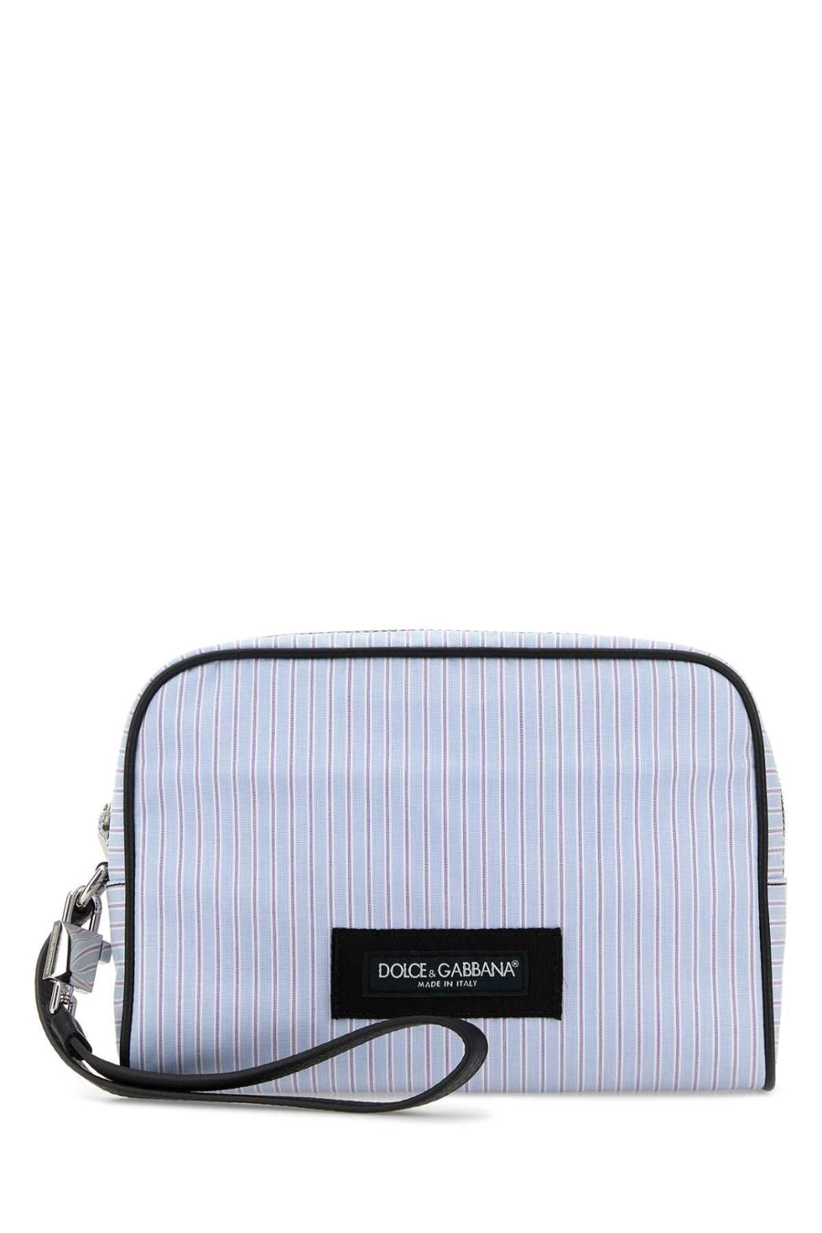 Dolce & Gabbana Striped Poplin Card Case — Blue Cases