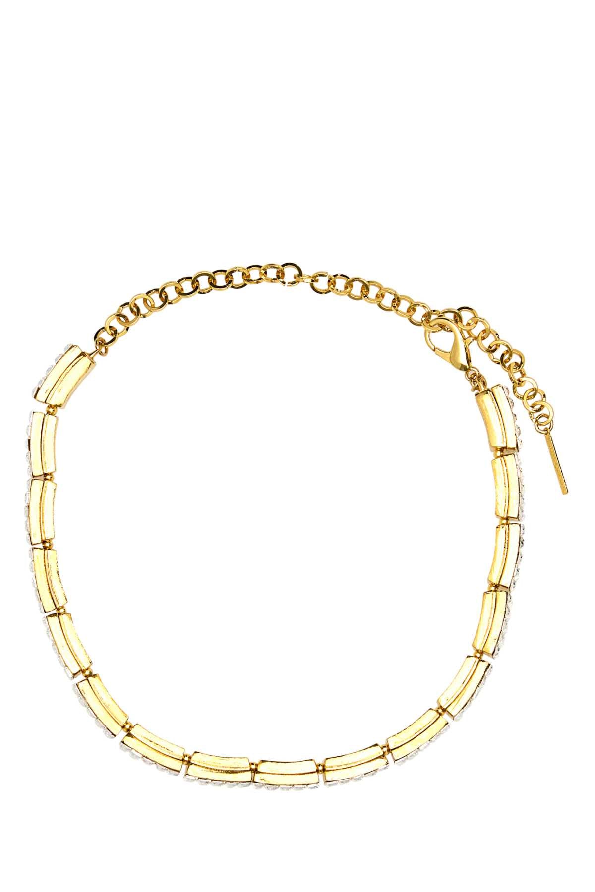 Alessandra Rich Crystal Baguette Choker Necklace — Gold Necklaces