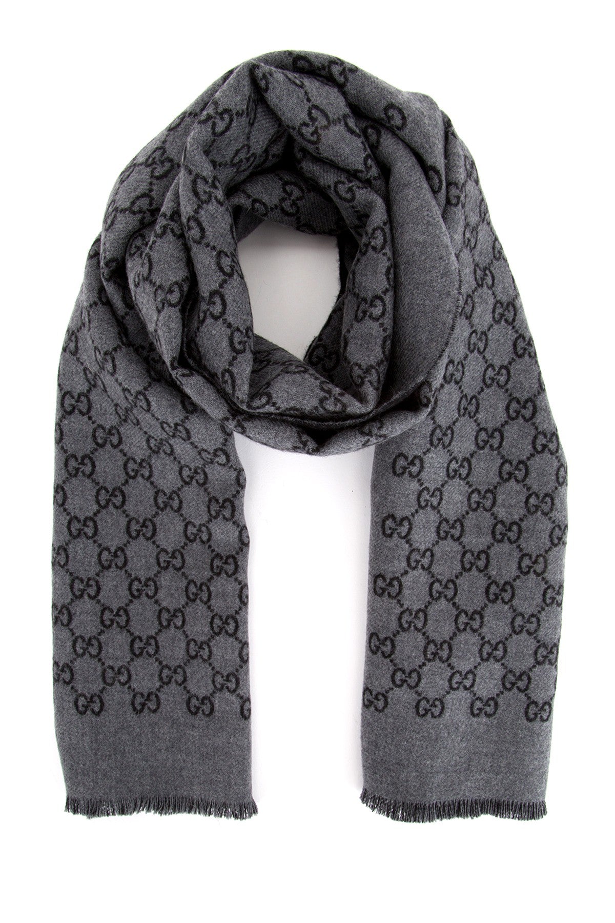 Gucci Foulard Scarf — Gray Wool Fabric Scarfs