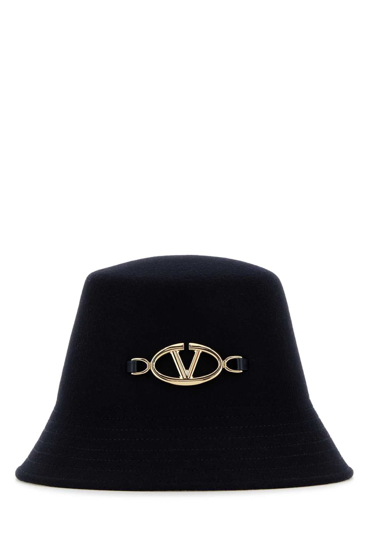 Valentino Garavani Bucket Wool Felt Hat — Navy