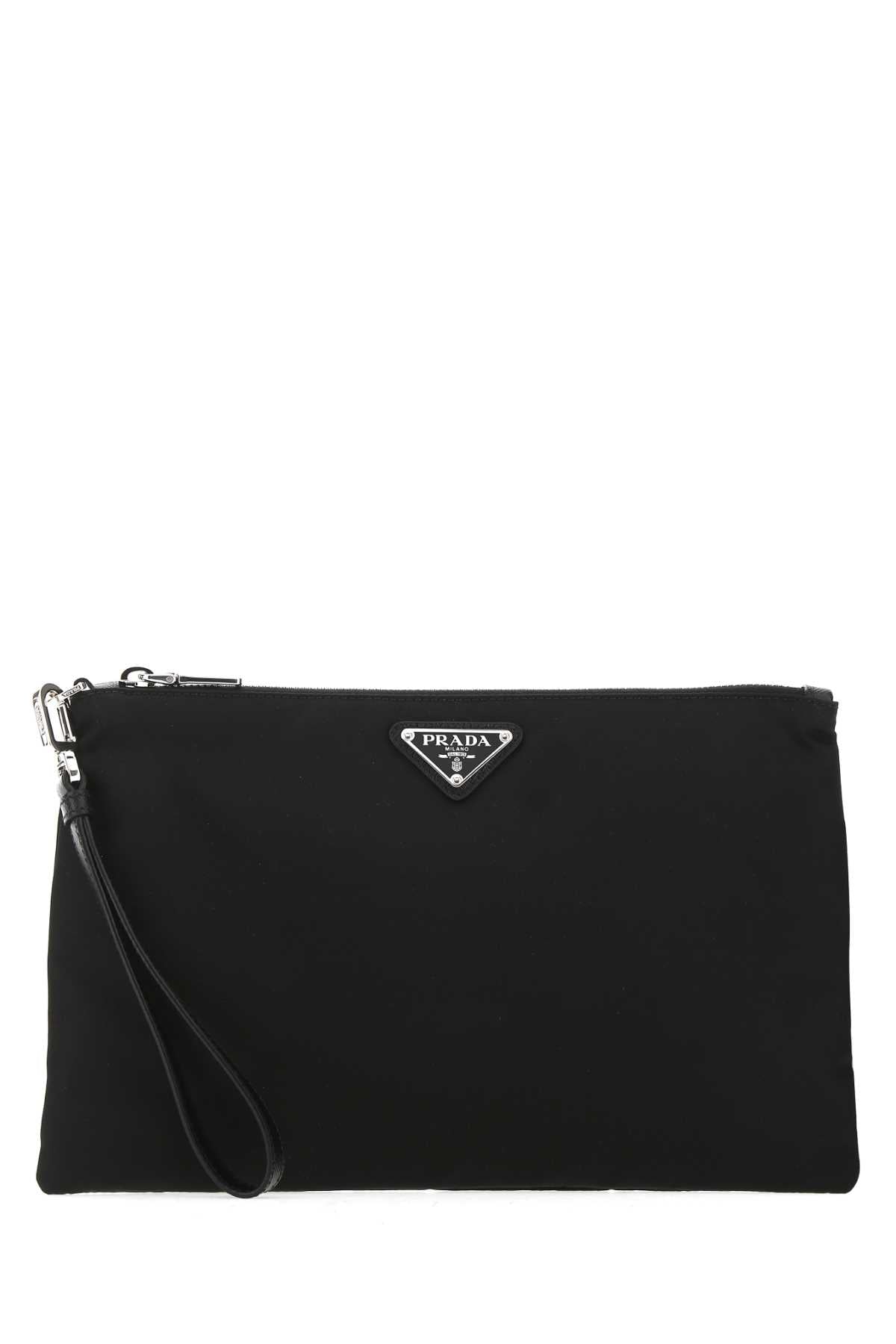Prada Re-Nylon Clutch — Black Poliammidericiclata-vitello
