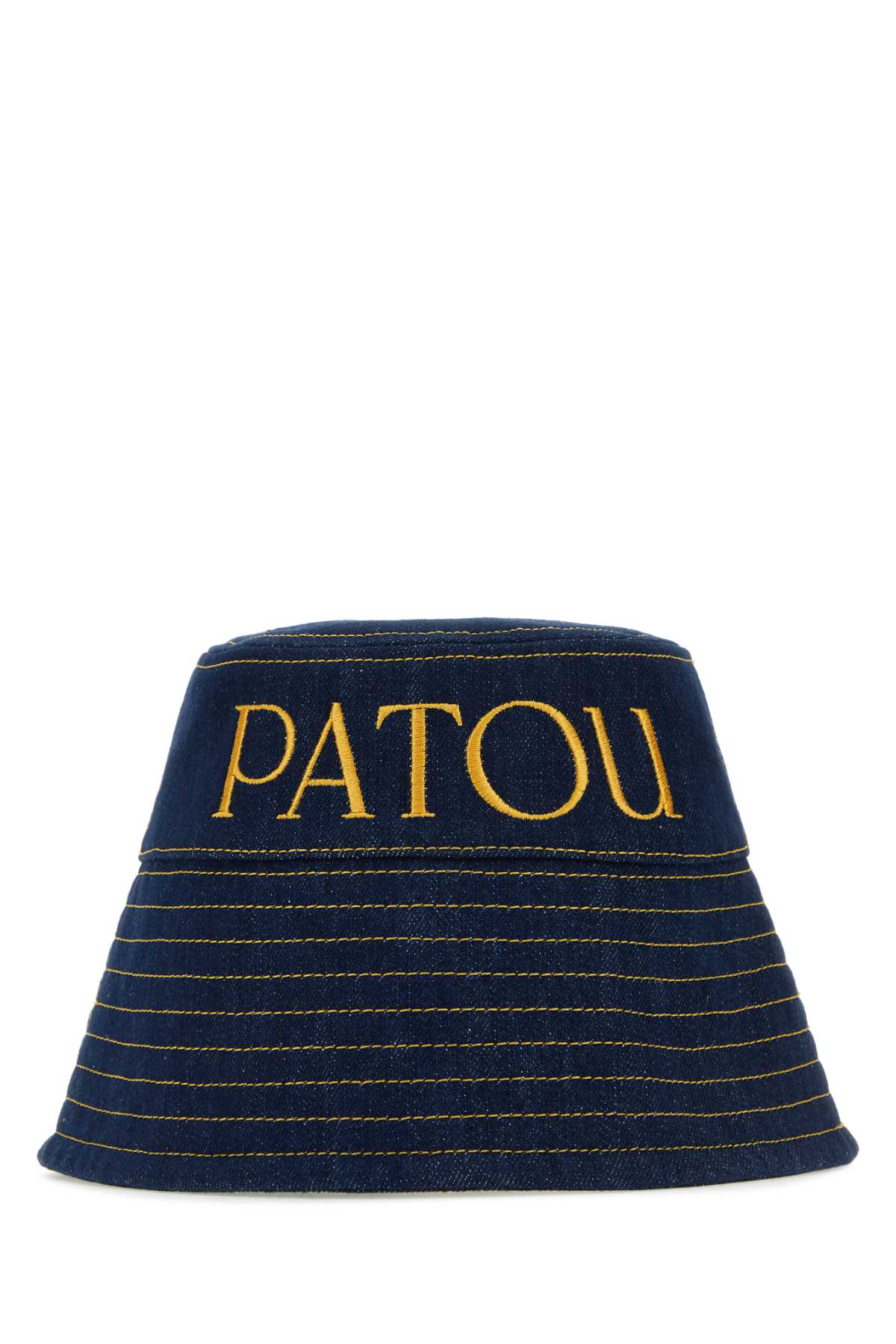 Patou Logo-Embroidered Denim Bucket Hat — Navy Co Pes