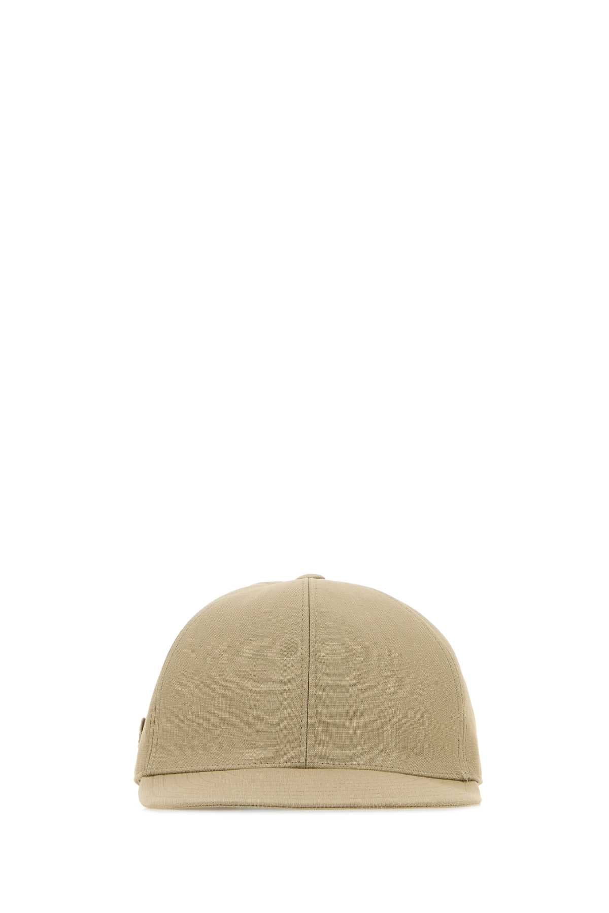 Prada Hat Linen Baseball Cap — Beige Exterior: Caps