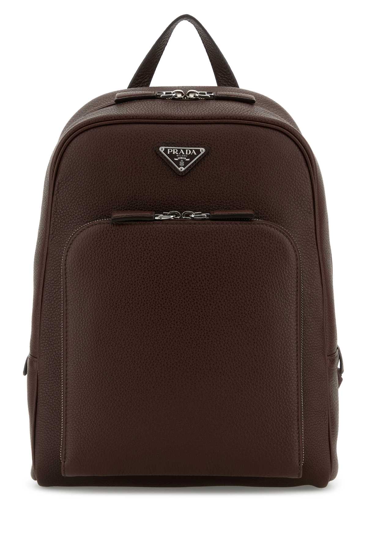 Prada Pebbled Vitello Leather Backpack — Brown