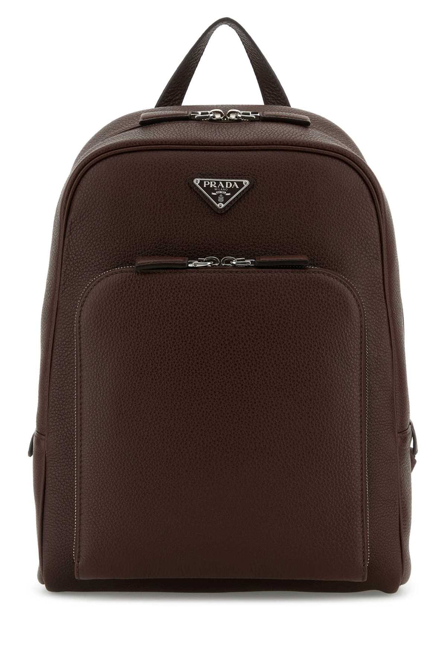 Prada Pebbled Vitello Leather Backpack — Brown