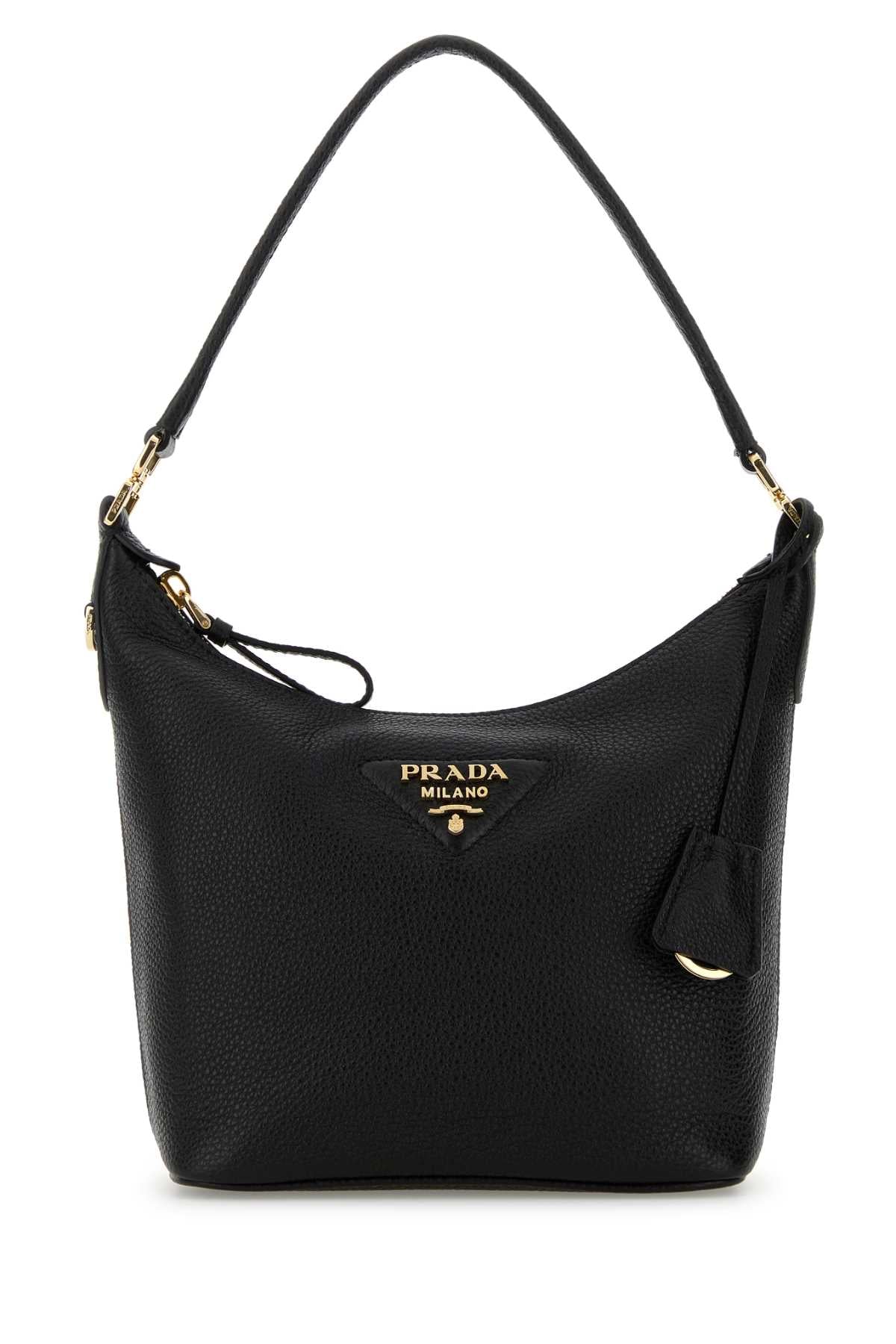 Prada Textured Deer Leather Shoulder Bag — Black