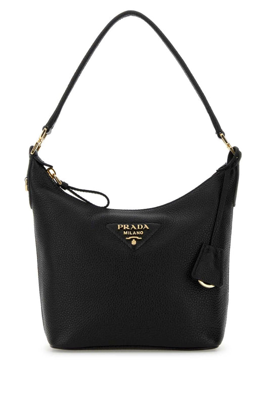 Prada Textured Deer Leather Shoulder Bag — Black