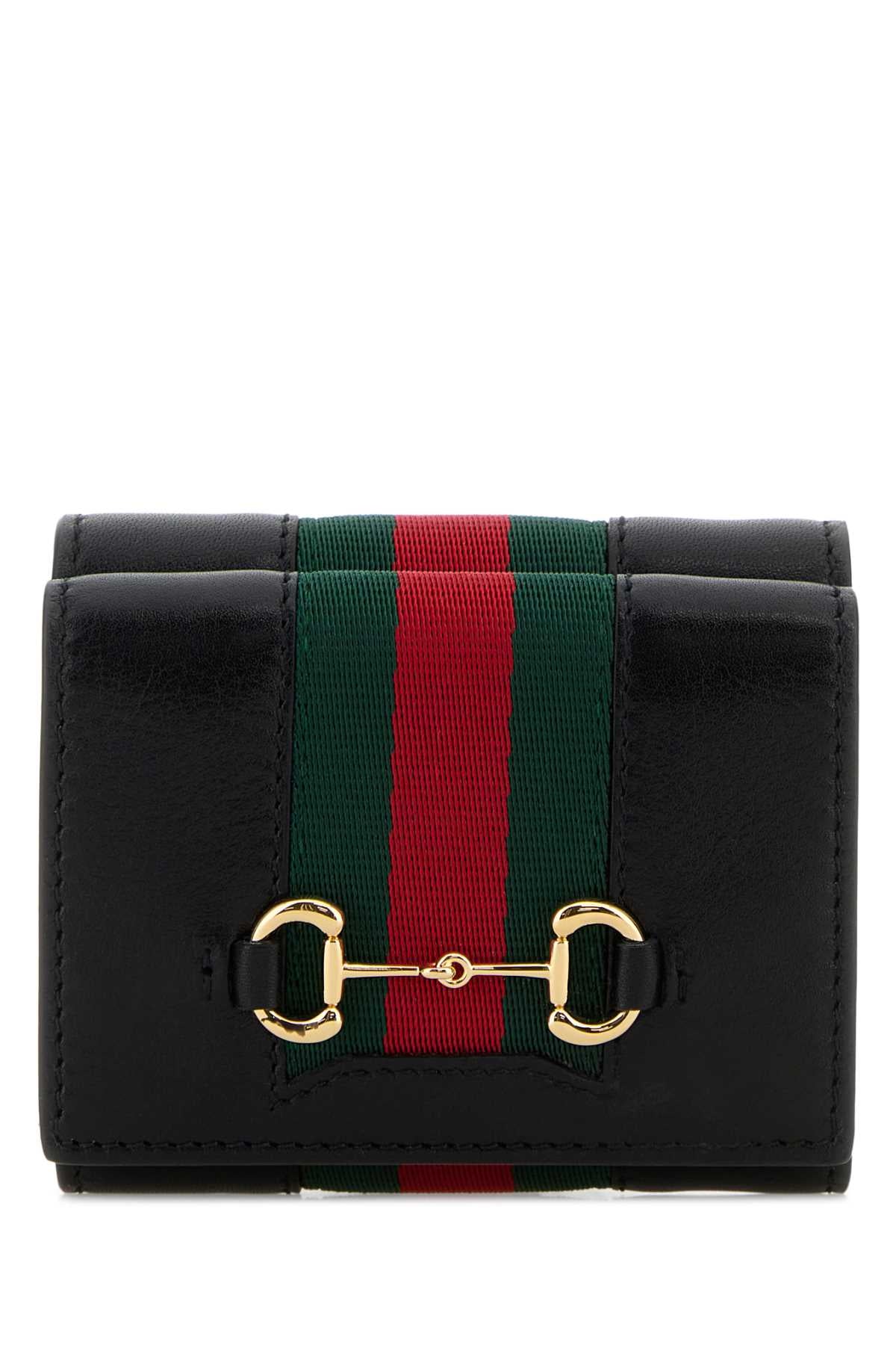 Gucci Striped Leather Wallet — Black