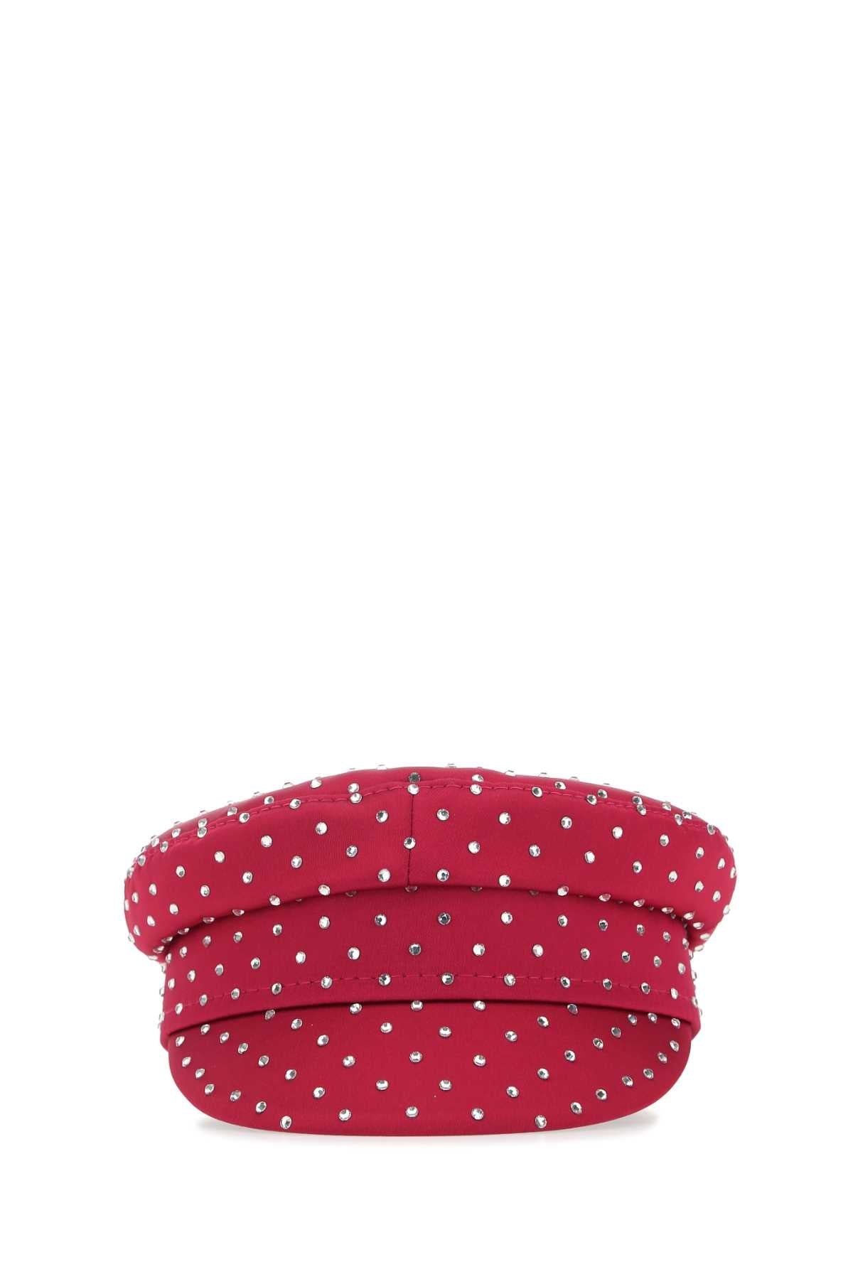 Ruslan Baginskiy Hat Embellished Satin Flat Cap — Pink Caps