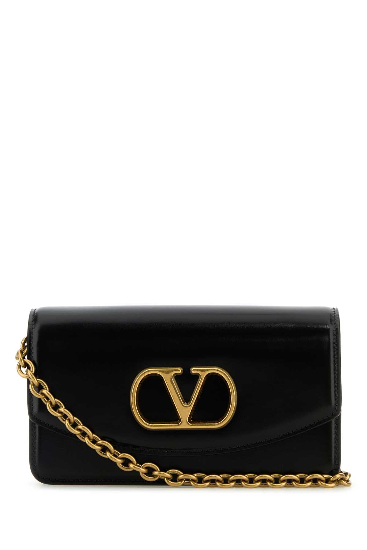 Valentino Garavani Clutch Shoulder Bag — Black Calf Leather - Bos Taurus