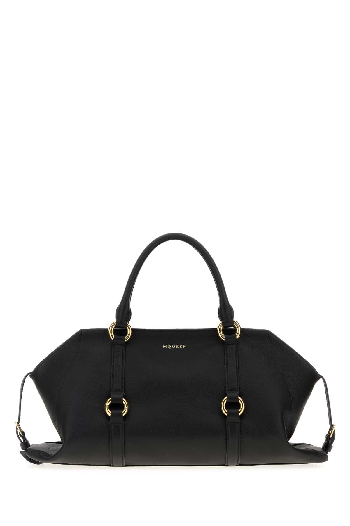 Alexander Mcqueen Farringdon Top Handle Bag — Black Calf Skinbrass