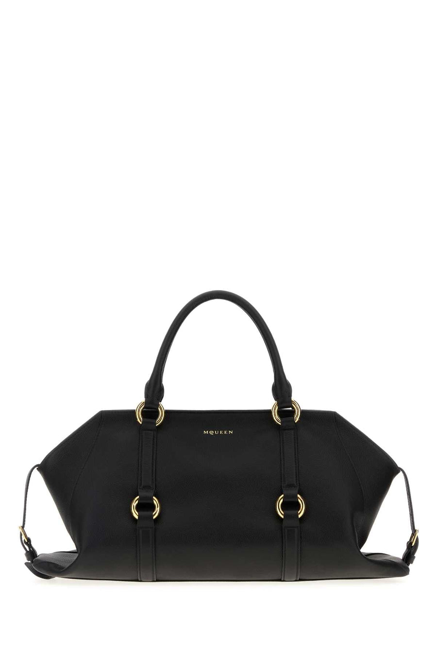 Alexander Mcqueen Farringdon Top Handle Bag — Black Calf Skinbrass