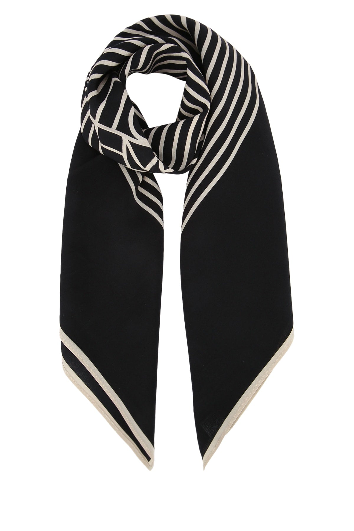 Toteme Monogram Scarf — Black Silk Scarfs