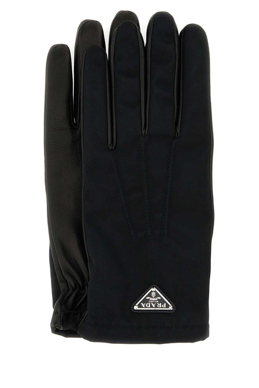 Prada Nylon And Nappa Leather Gloves — Black Exterior