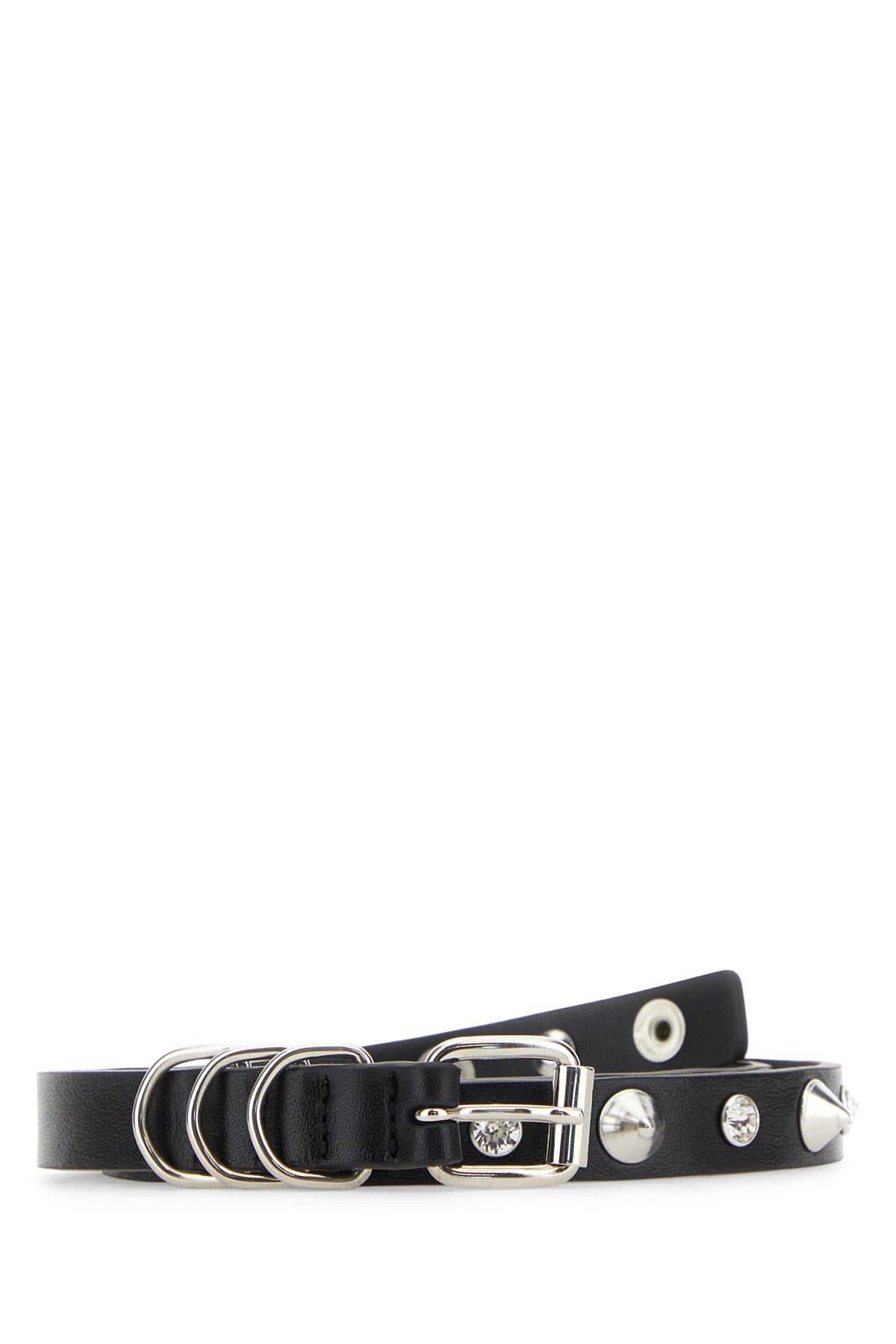 Alessandra Rich Studded Leather Belt — Black