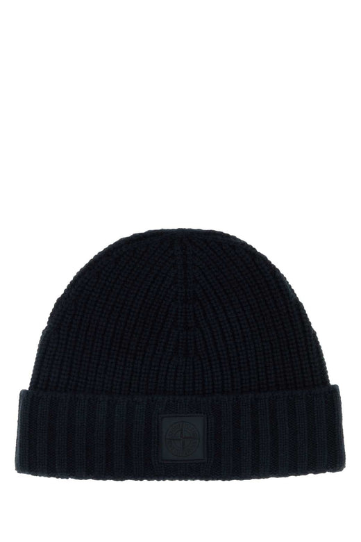Stone Island L2s15n100006s01ff Ribbed Cashmere Beanie Navyblue Exterior: Beanies