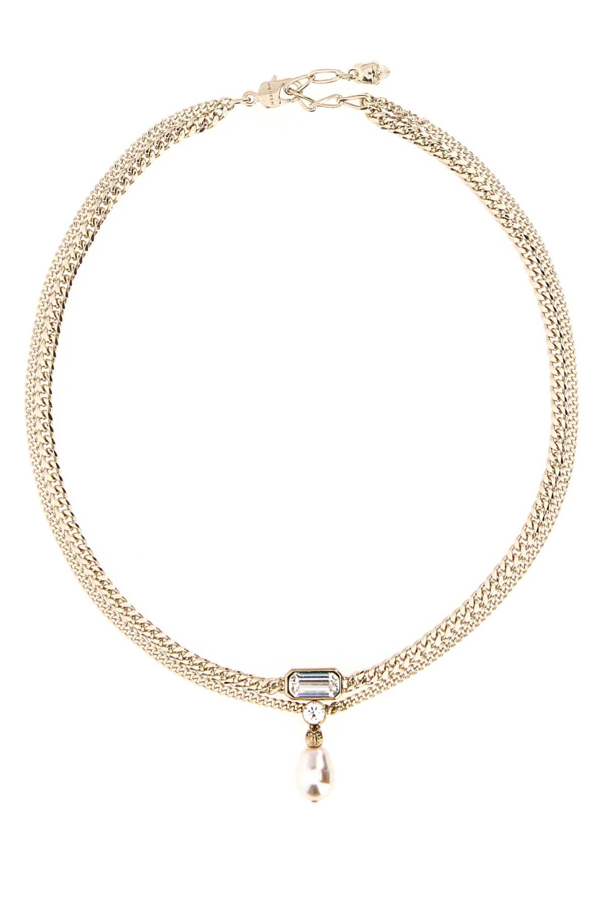 Alexander Mcqueen Crystal Necklace — Gold Necklaces