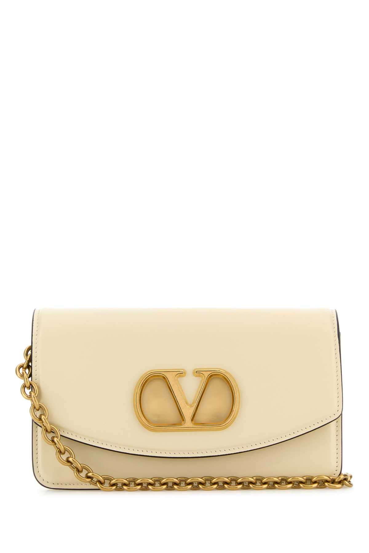 Valentino Garavani Clutch Shoulder Bag — Beige Calf Leather - Bos Taurus