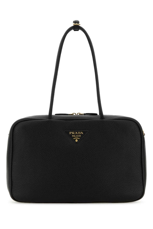Prada Textured Deer Leather Shoulder Bag — Black