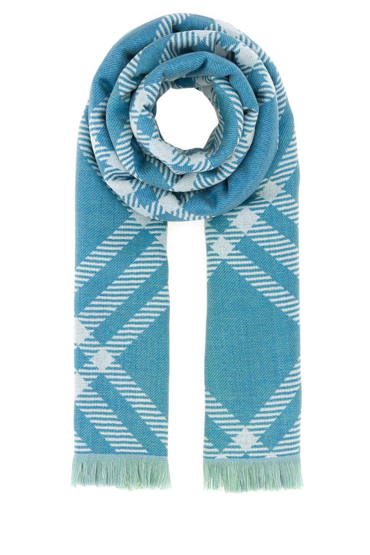 Burberry Gradient Scarf — Blue Exterior: Wool Silk Scarfs