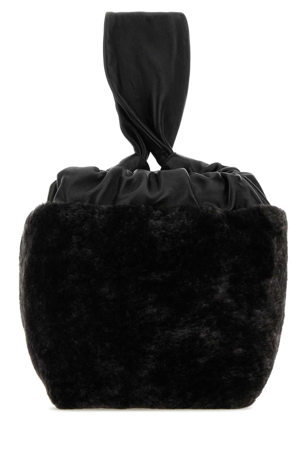 Jil Sander Shearling Clutch — Black