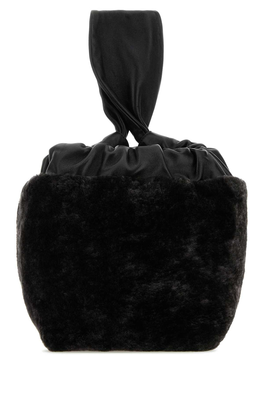 Jil Sander Shearling Clutch — Black
